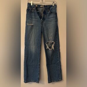 Levis Straight Ankle Ribcage Jean Distressed